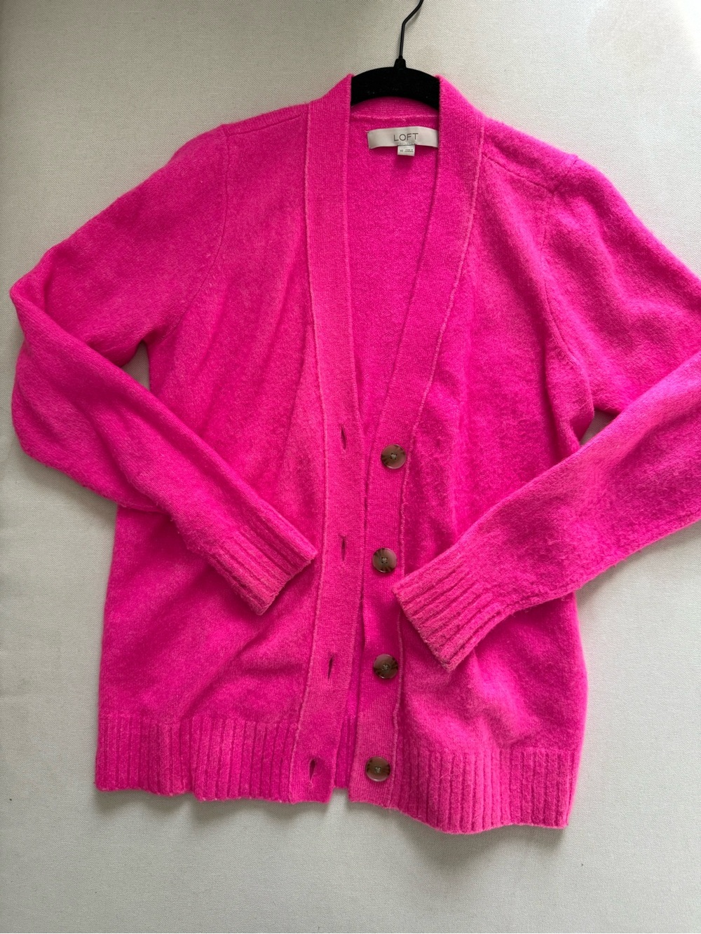 LOFT Bright Hot Pink Button-Front Women's Cardigan